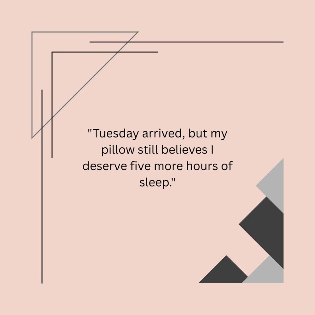 Tuesday arrived, but my pillow still believes I deserve five more hours of sleep.